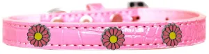 Pink Daisy Widget Croc Dog Collar Light Pink Size 18