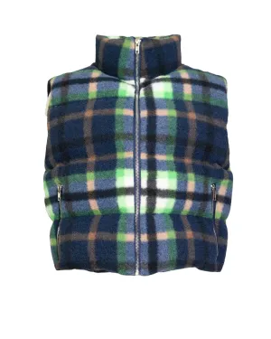 Plaid Puffer Vest | Navy