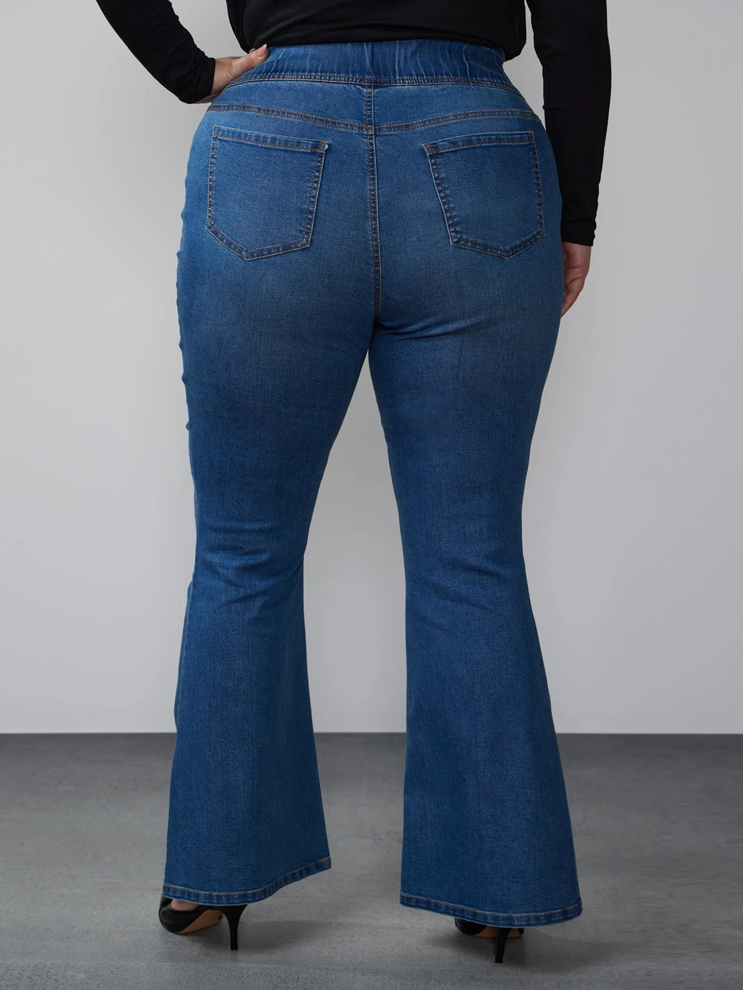 Plus Flared Pull On Jeans