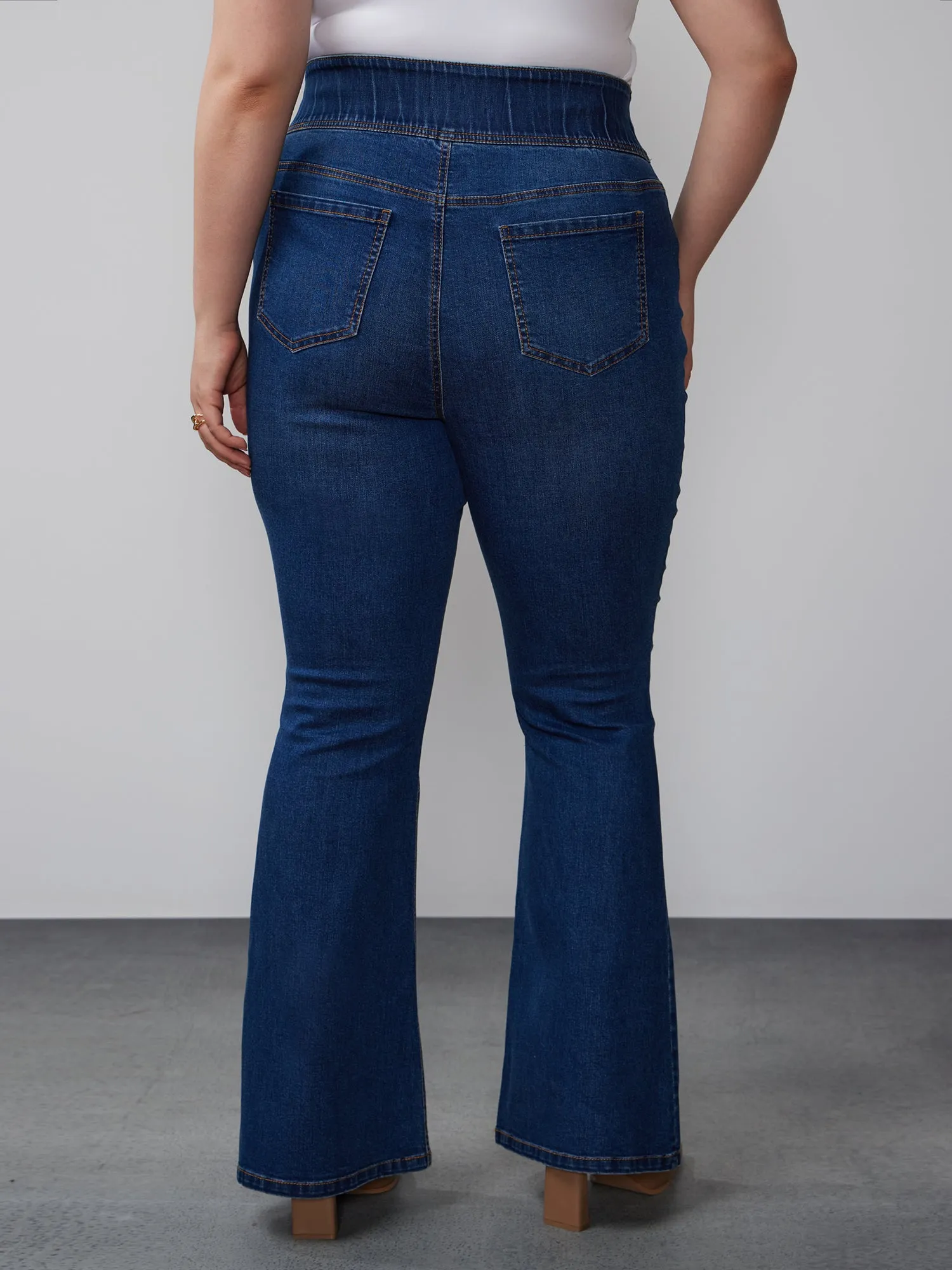 Plus Flared Pull On Jeans