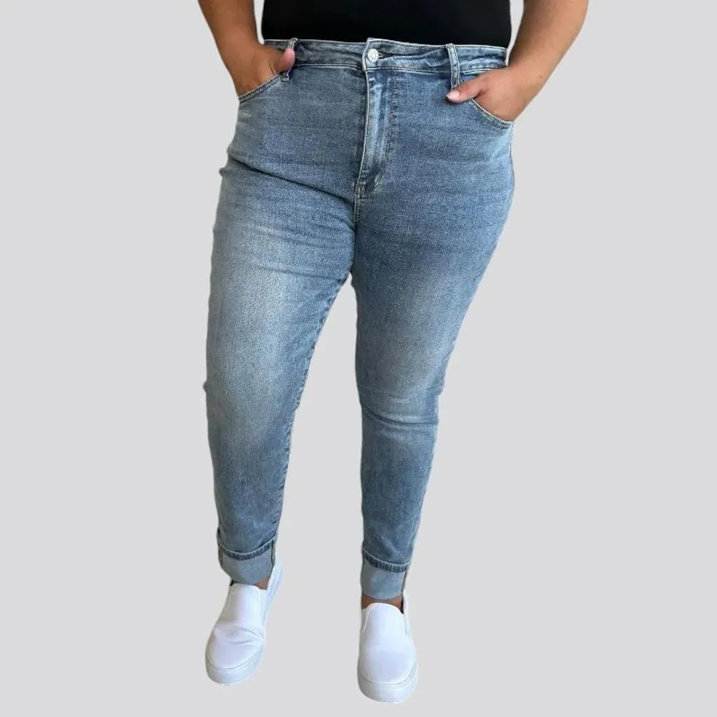 Plus-size women's sanded jeans