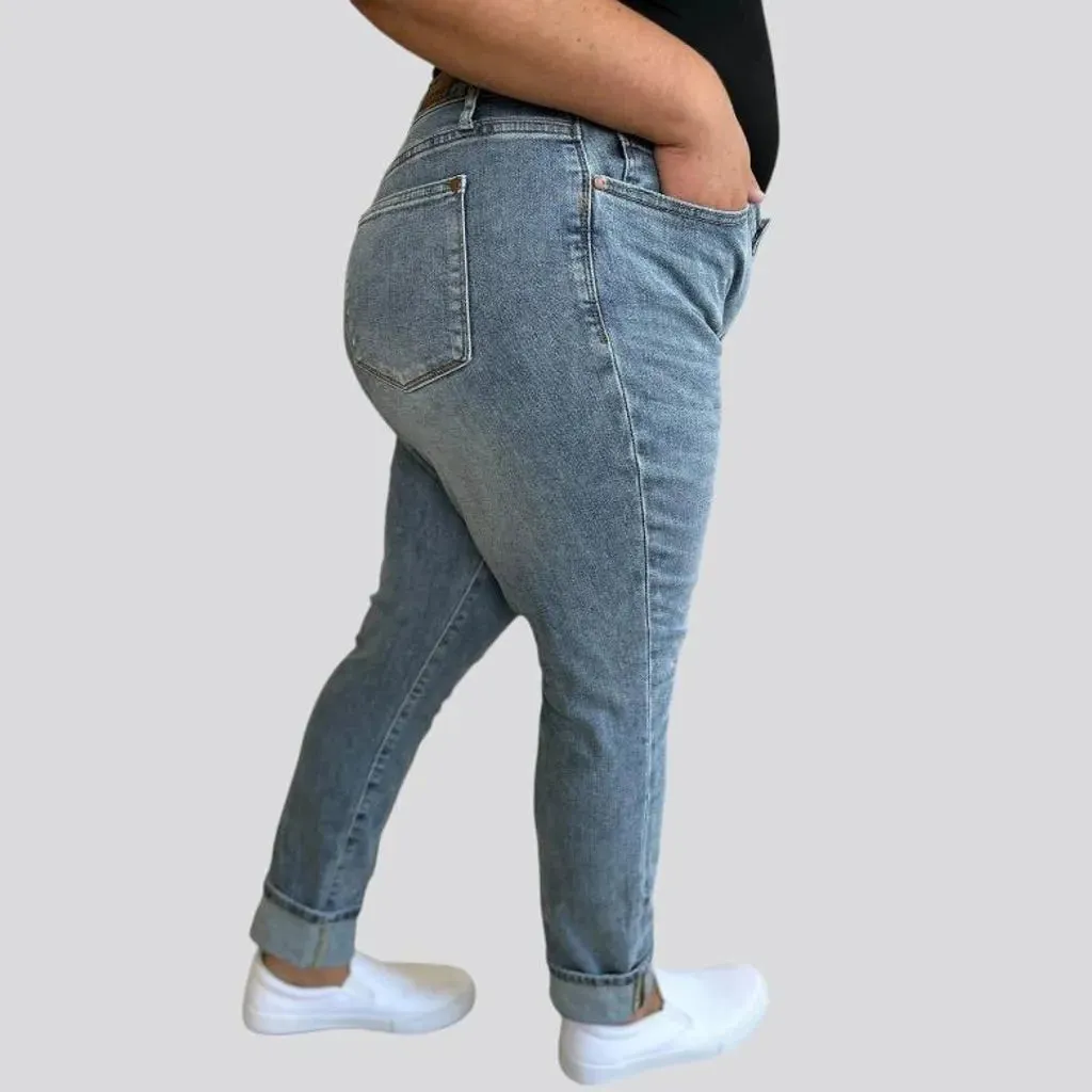 Plus-size women's sanded jeans