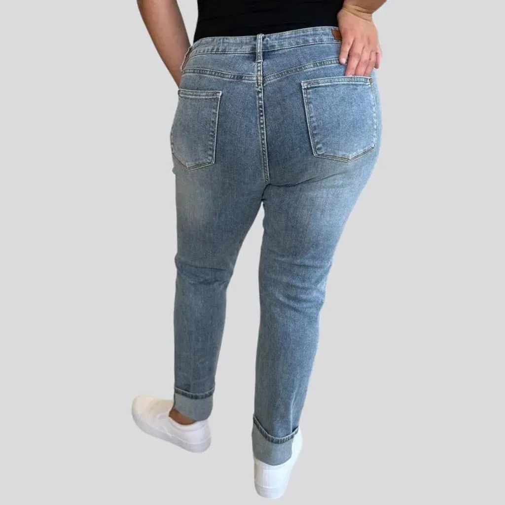 Plus-size women's sanded jeans