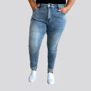 Plus-size women's sanded jeans