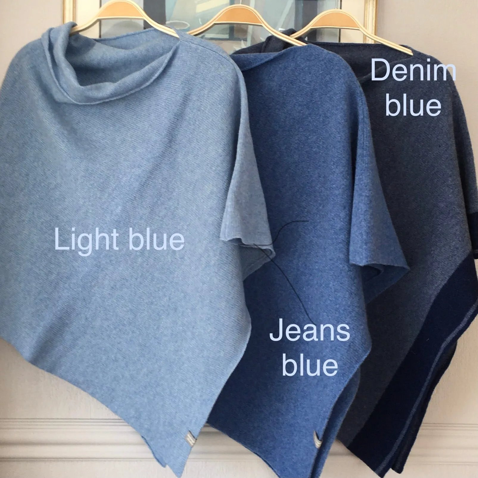 Poncho Soft Merino Lambswool Jeans Blue