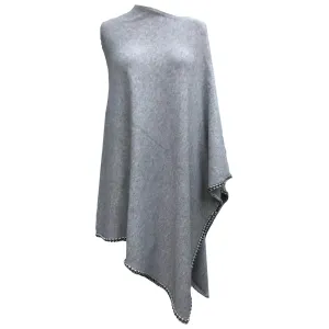 Poncho with Chain Trim Border - Grey