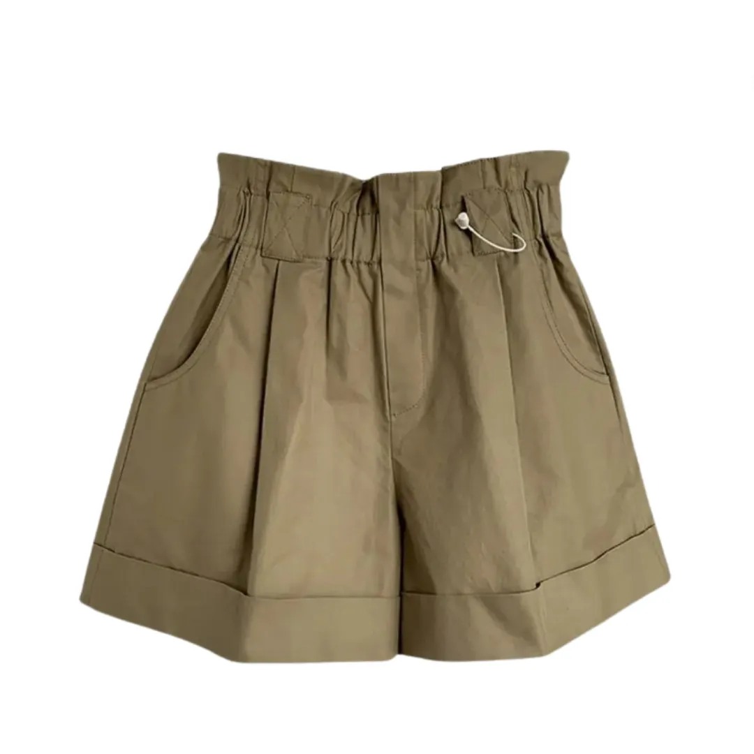 Pre Order:  High Elastic Waist Wide Leg Casual Shorts