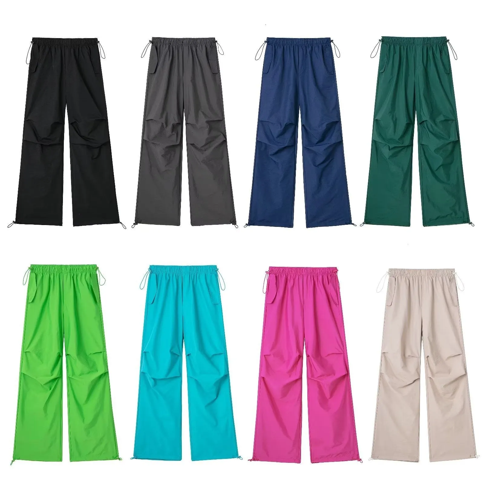 Pre Order:  Solid Color Pleated Drawstring Pants