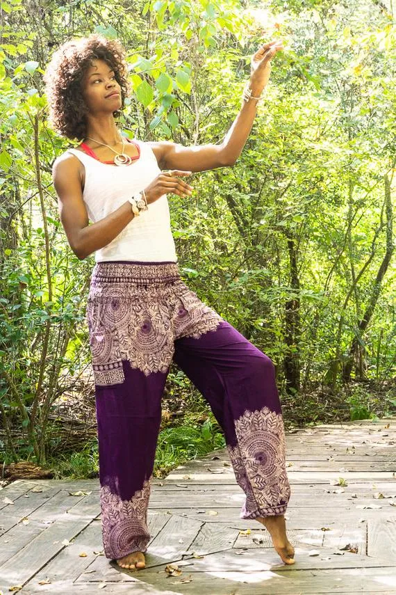 Purple FLORAL Boho Pants