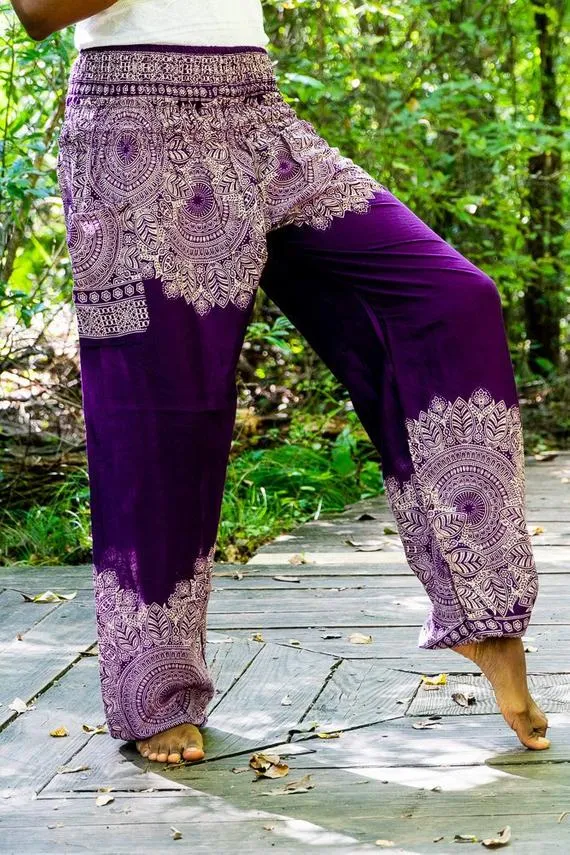 Purple FLORAL Boho Pants