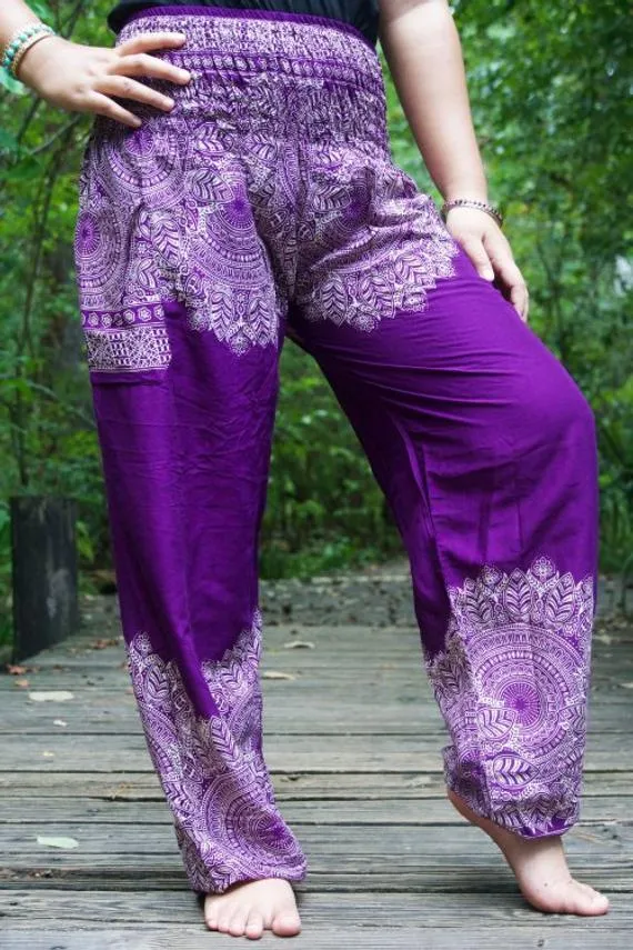 Purple FLORAL Boho Pants