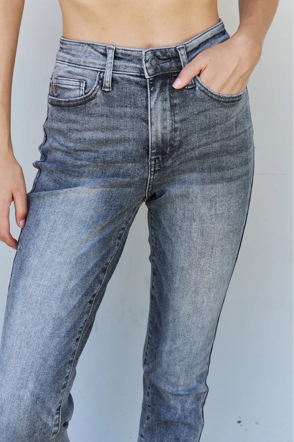 Racquel Full Size High Waisted Stone Wash Slim Fit Jeans