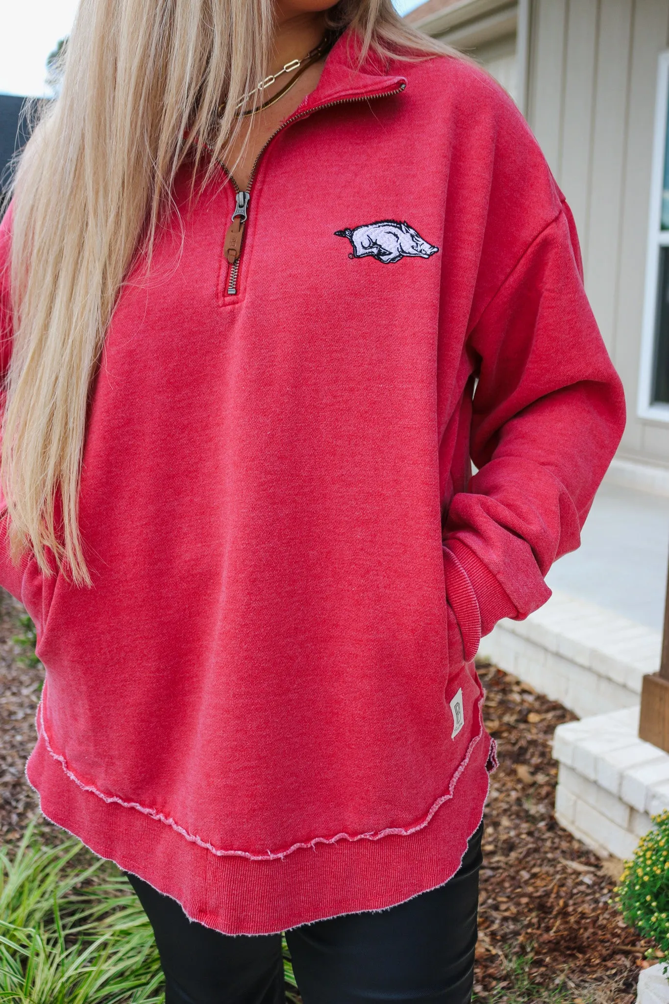 Razorback Quarter Zip Pullover - Red