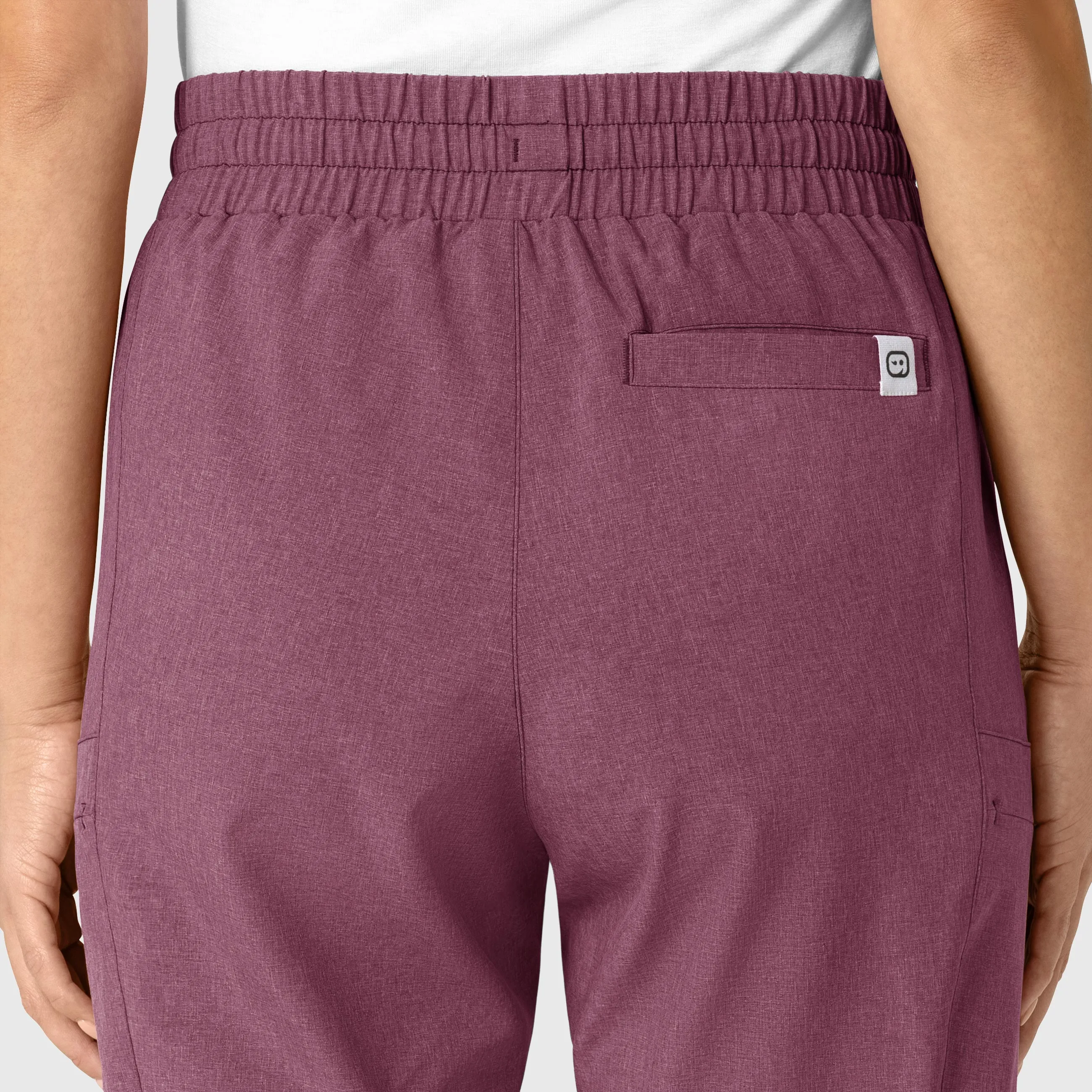 RENEW Women's High Waist Slim Leg Scrub Pant - Wine Heather