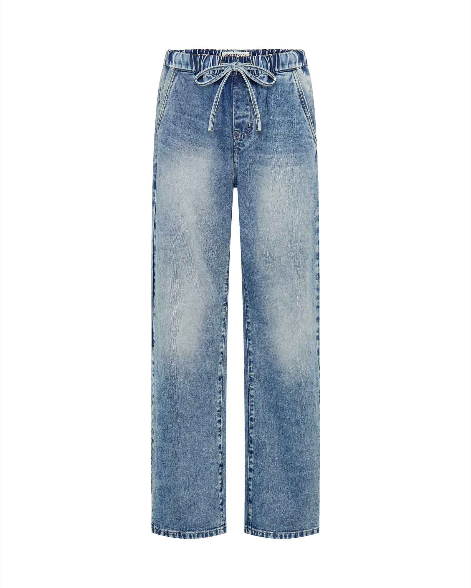 Roadhouse Wide Leg Drawstring Denim Jeans - Sunset Blue