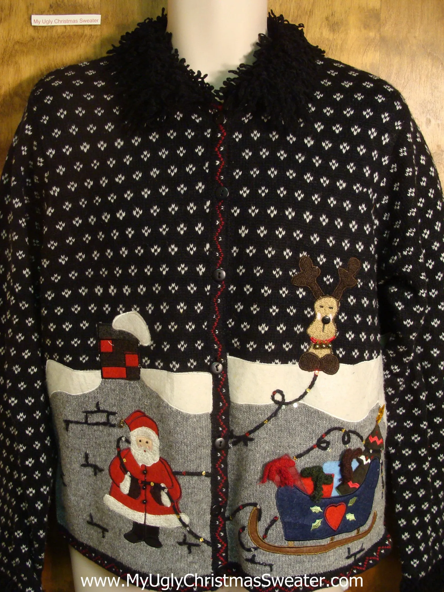 Santa Up On The Rooftop Ugly Christmas Sweater