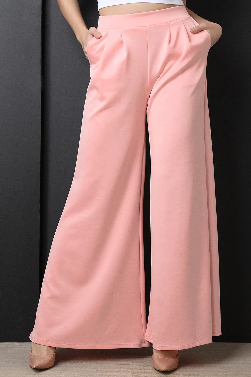 Scuba Flare Wide Leg High Waisted Pants