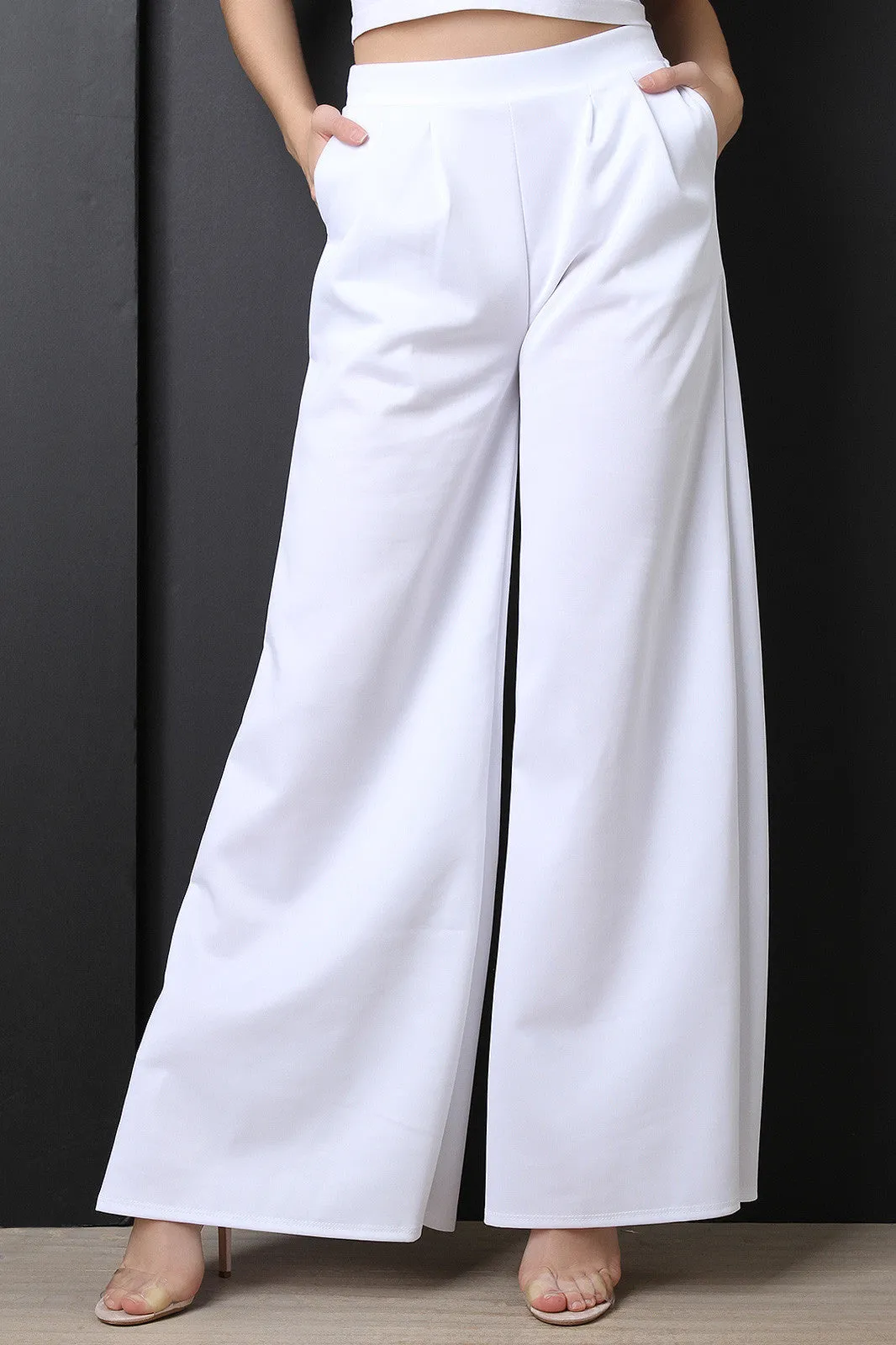 Scuba Flare Wide Leg High Waisted Pants