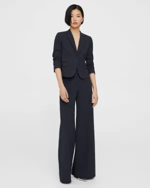 Seersucker High-Waist Wide-Leg Pant - Navy