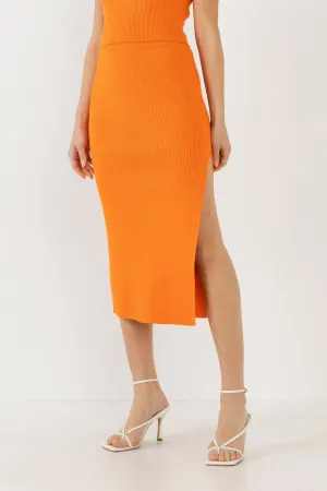 Side Slit Sweater Midi Skirt