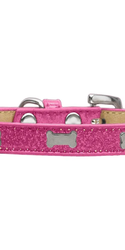 Silver Bone Widget Dog Collar Pink Ice Cream Size 16