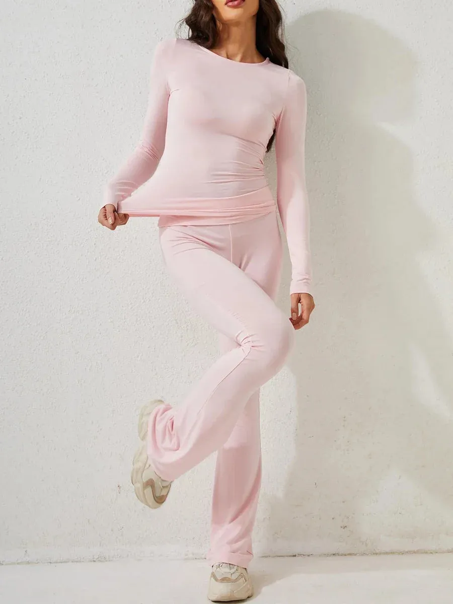 Sleeve T-shirt Pants Tracksuit Casual Daily Loungewear Long Pajamas