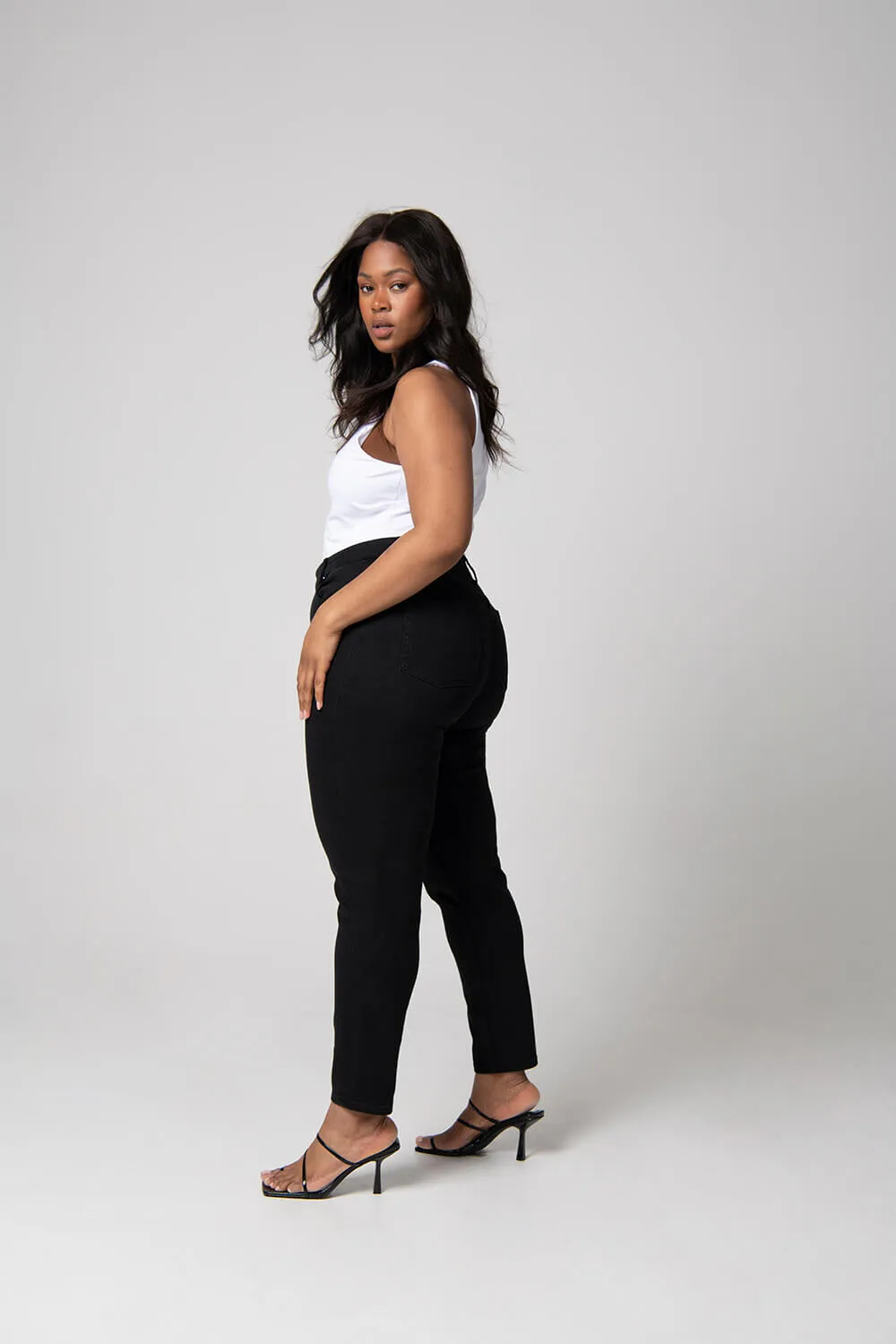 Slim Fit Mom Jeans - Black