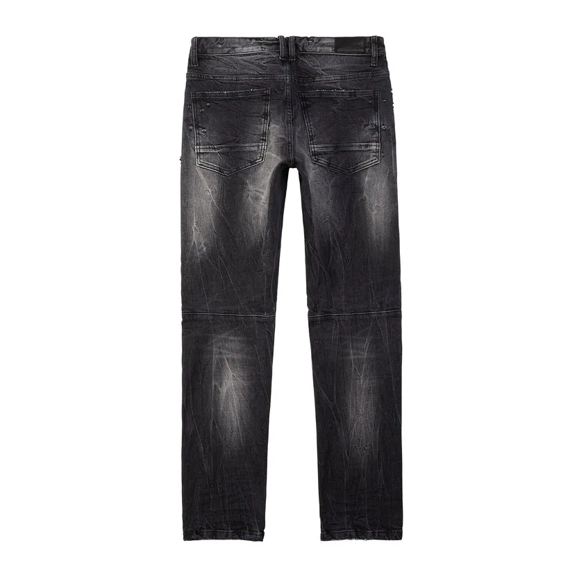 Slim Rip And Repair Jeans - Moon Black