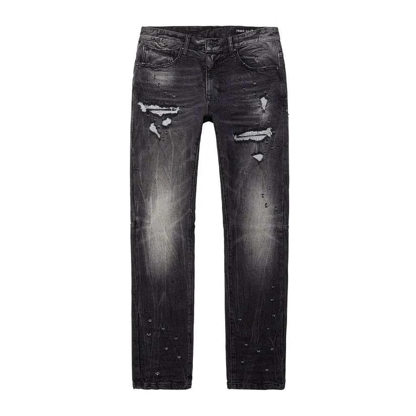 Slim Rip And Repair Jeans - Moon Black