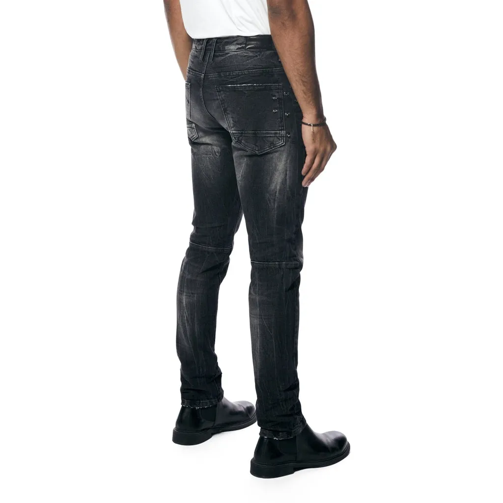 Slim Rip And Repair Jeans - Moon Black