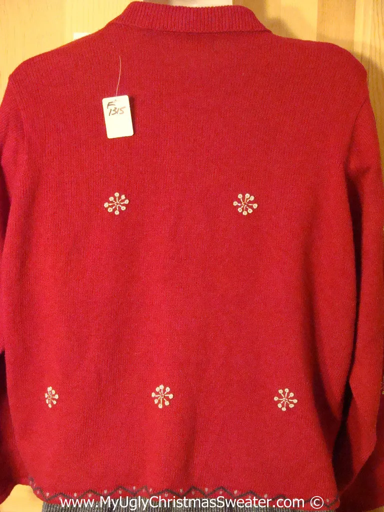 Snowglobe Themed Red Tacky Christmas Sweater (f1315)