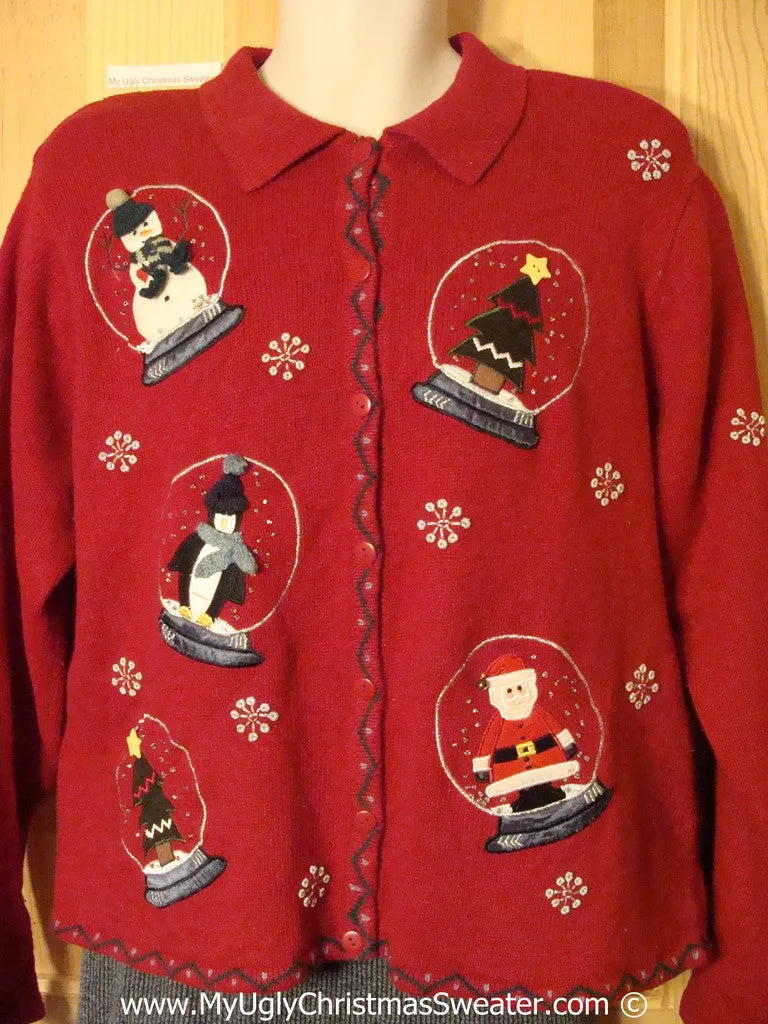 Snowglobe Themed Red Tacky Christmas Sweater (f1315)