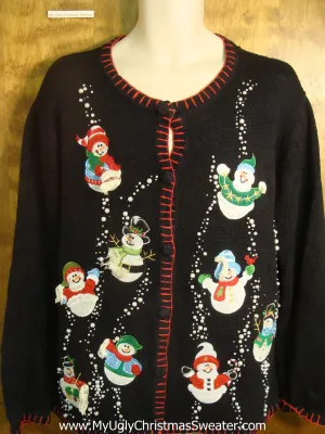 Snowmen Tossing Snow Ugly Christmas Sweater