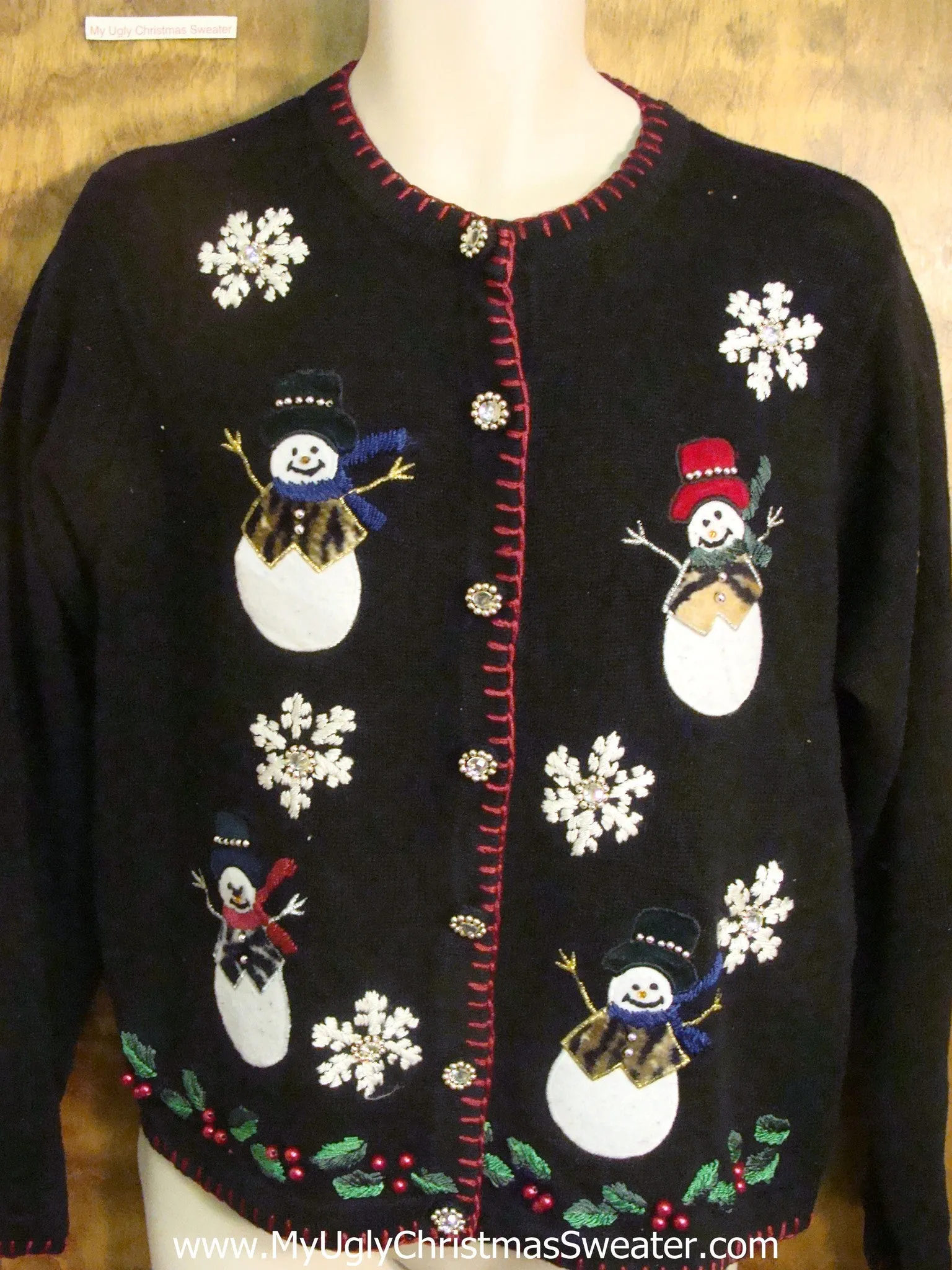 Snowmen with Animals Print Vests Bad Christmas Sweater