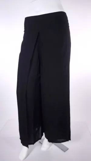 Solid Black Open Leg Pants