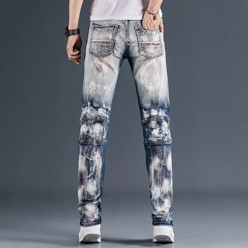 Stain Gradient Distressed Hole Decorated Jeans