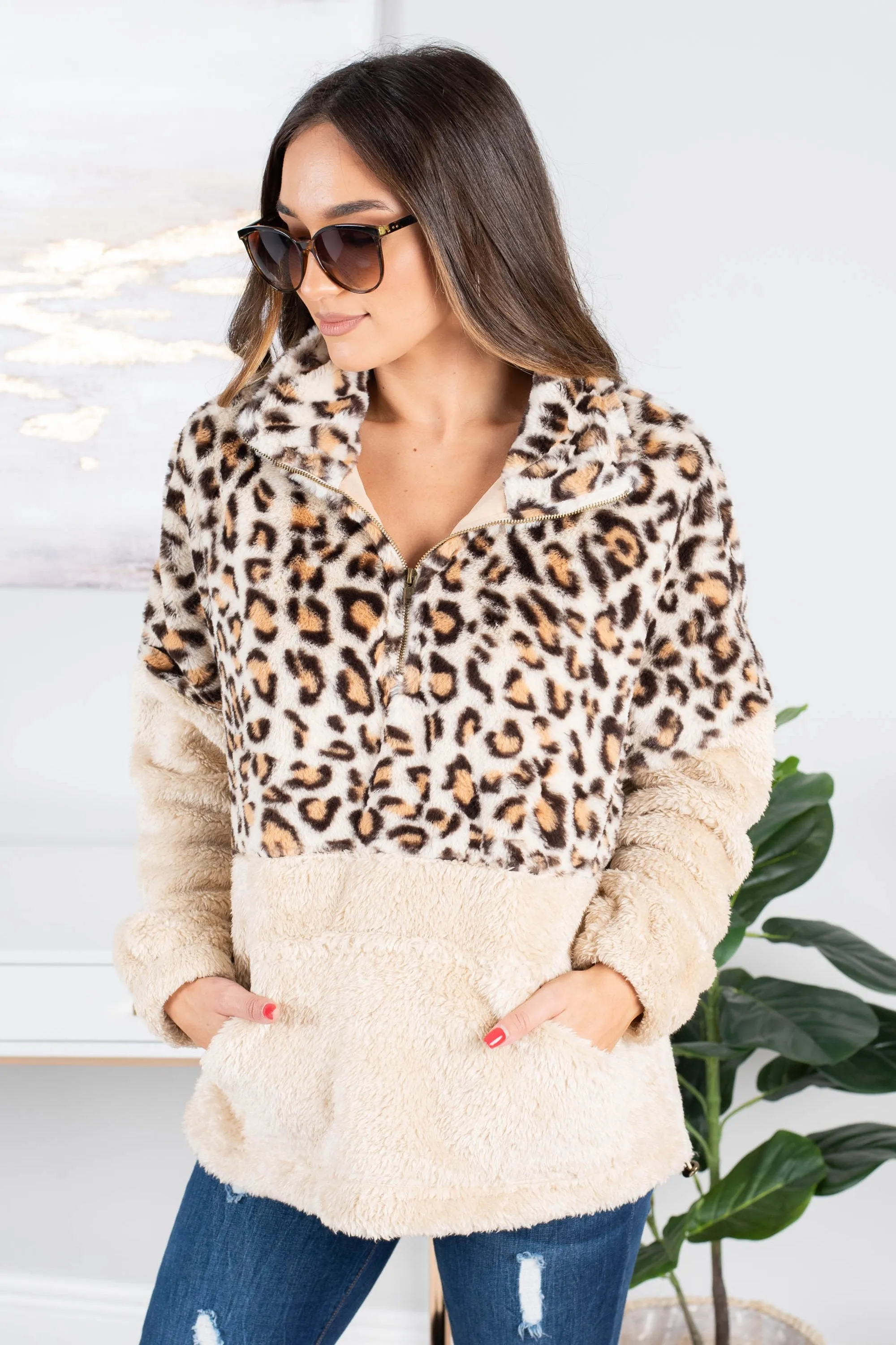 Still Believe Natural Leopard Pullover