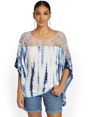 Tie-Dye Crochet Poncho Top