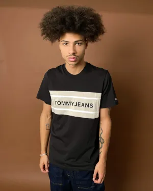 Tommy Jeans Stripe Colour Block T-Shirt Black/Smooth Stone