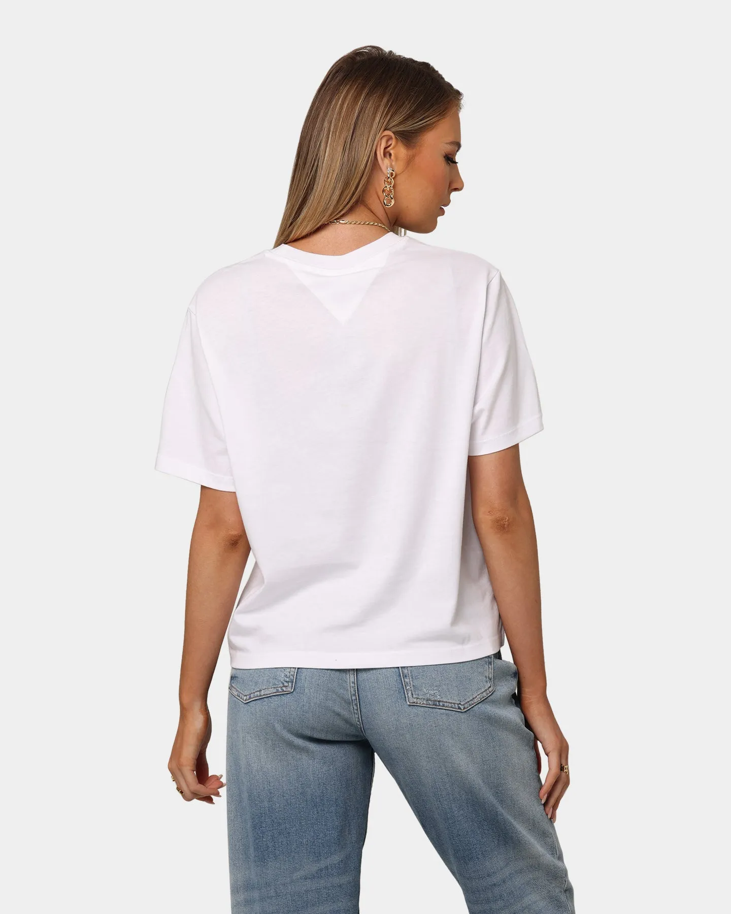 Tommy Jeans Women's Boxy Crop Linear Logo T-Shirt White