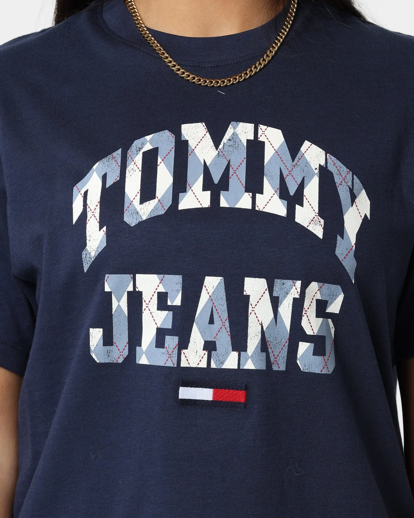 Tommy Jeans Women's Classic College Argyle T-Shirt Twilight Navy