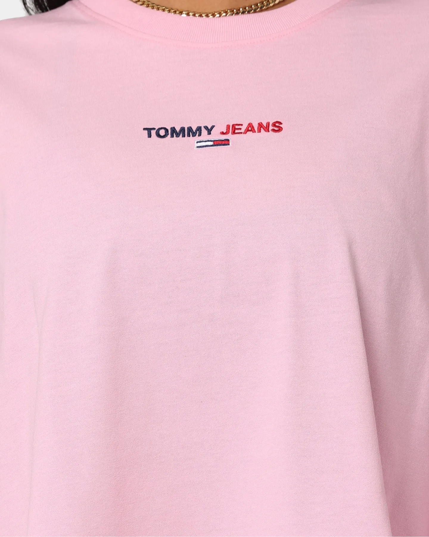 Tommy Jeans Women's Cropped Long Sleeve T-Shirt Romantic Pink