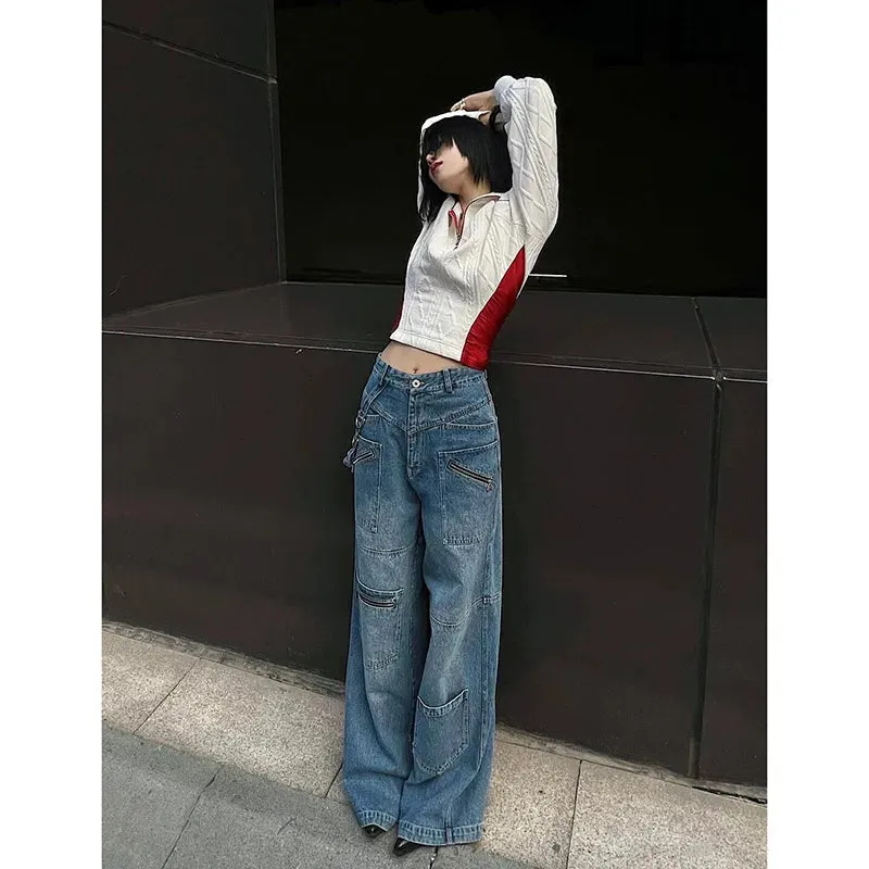 Trashy Y2K Blue Denim Baggy Aesthetic High Waist Vintage Harajuku Ripped Jeans