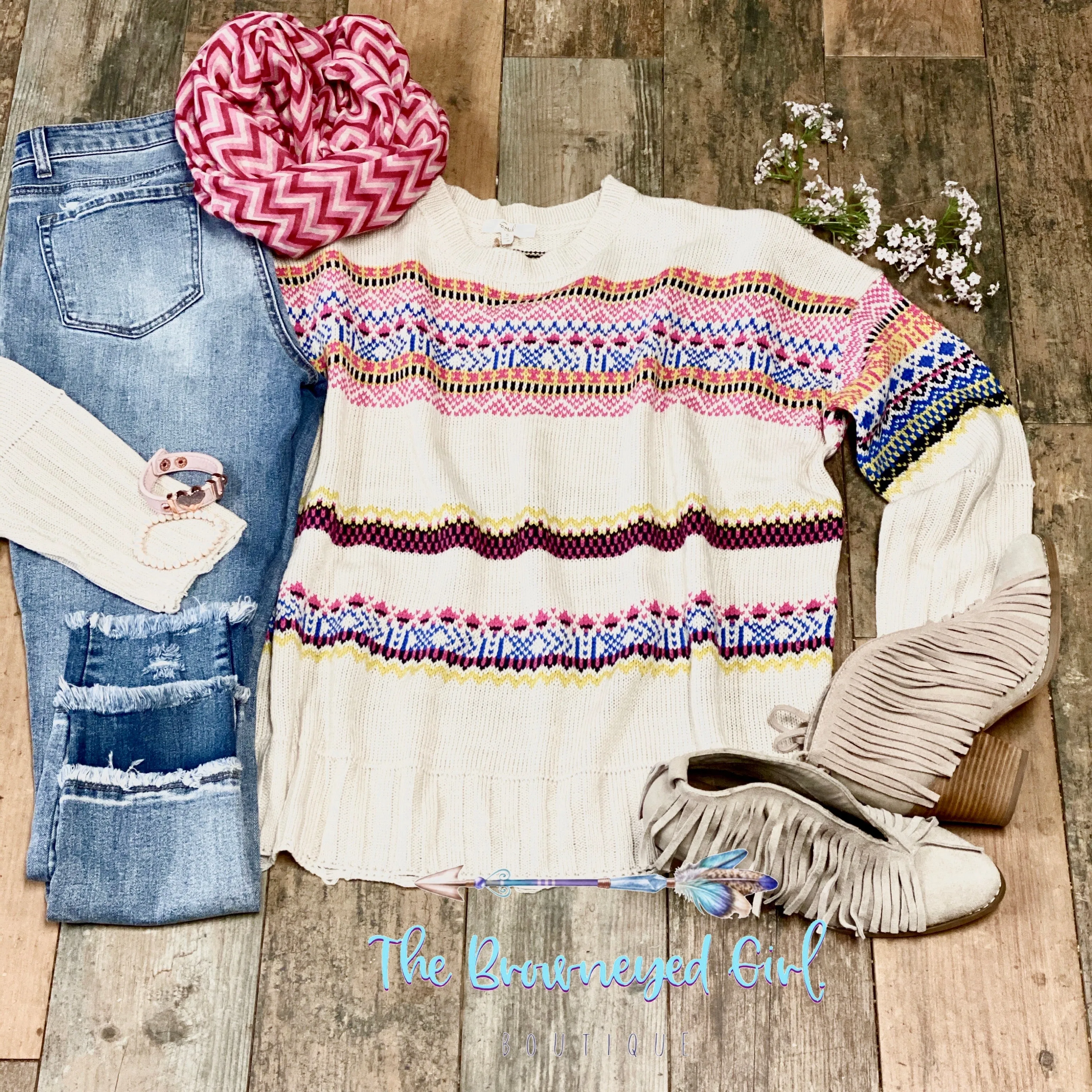 Trust Your Love Aztec Ivory Sweater