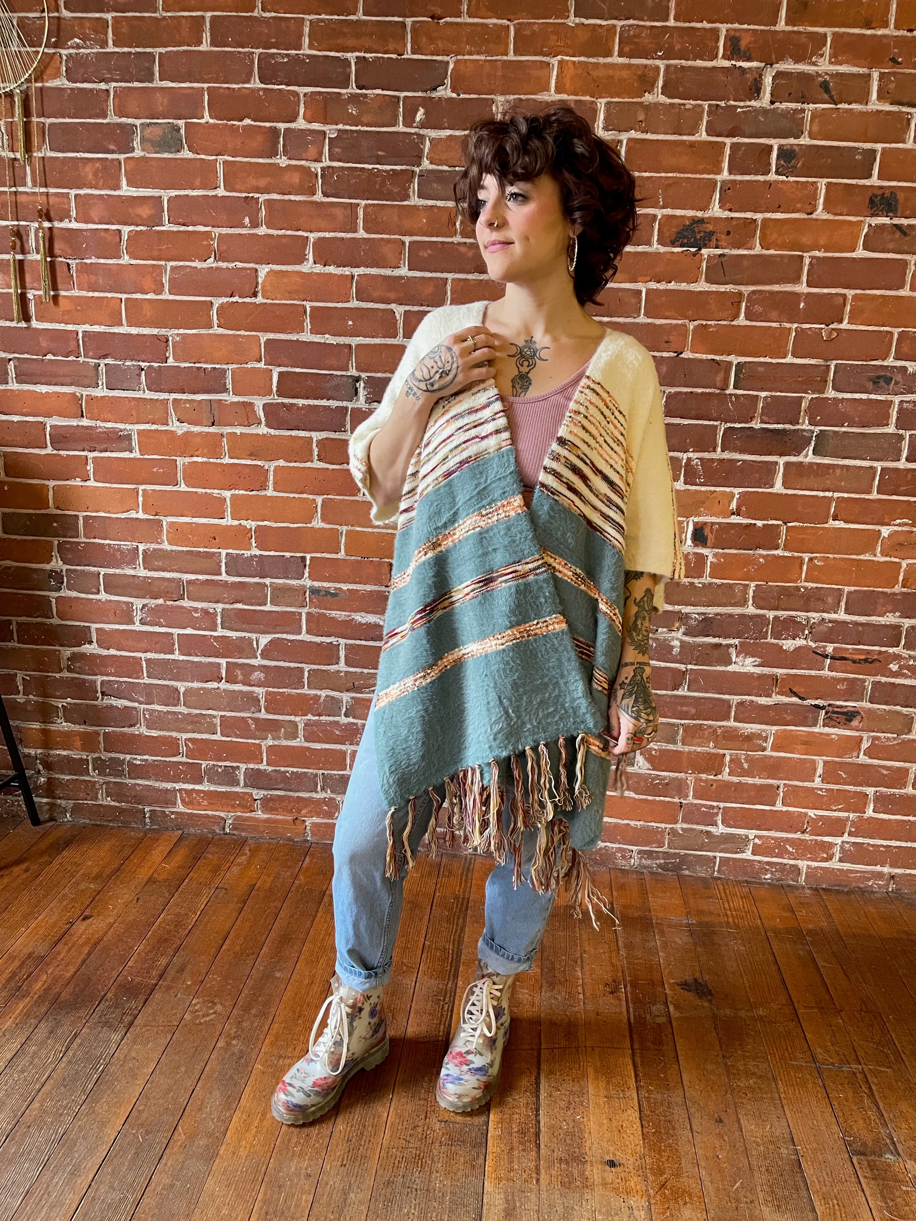 Turquoise Dreams Fringe Sweater