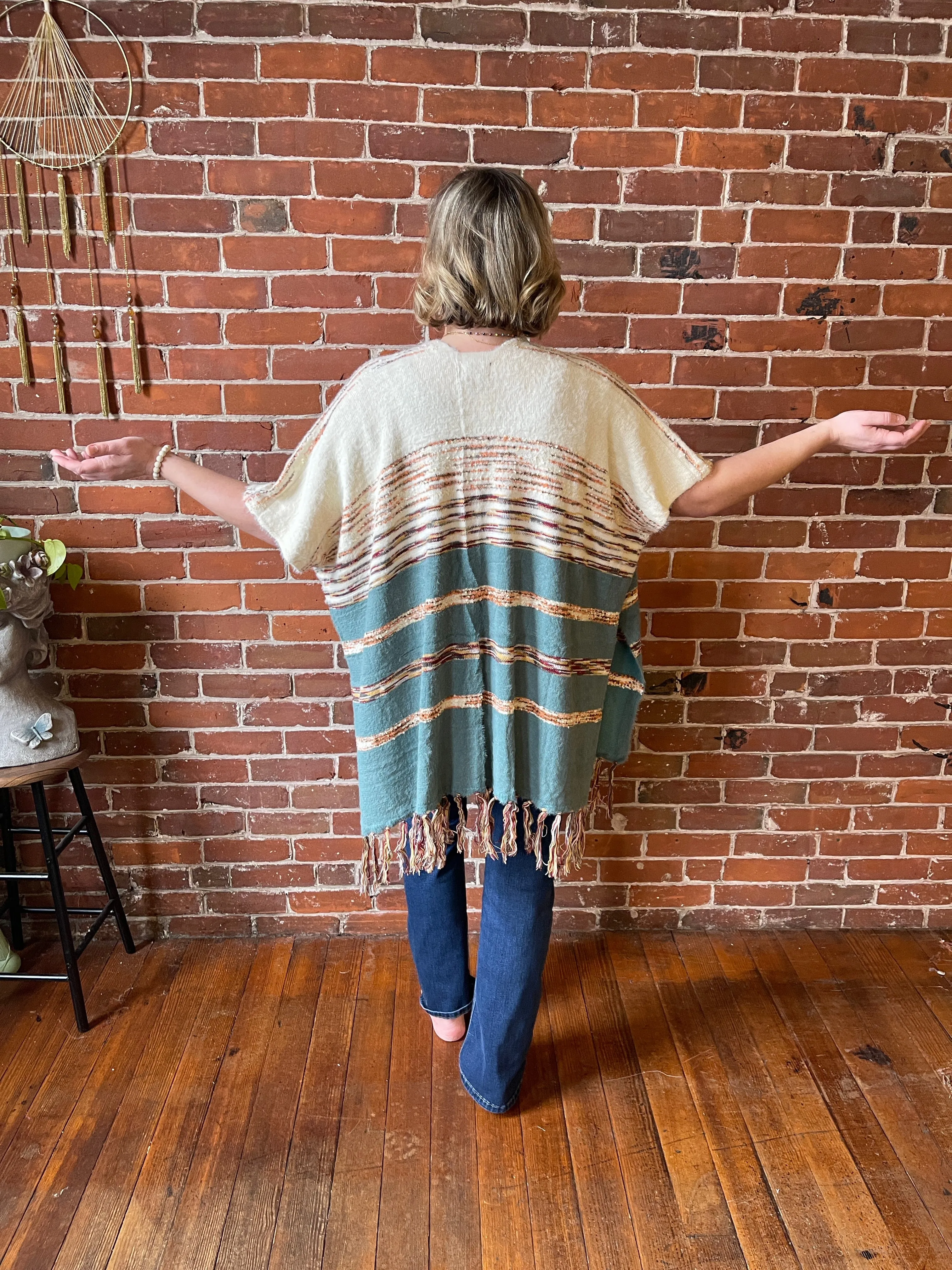 Turquoise Dreams Fringe Sweater