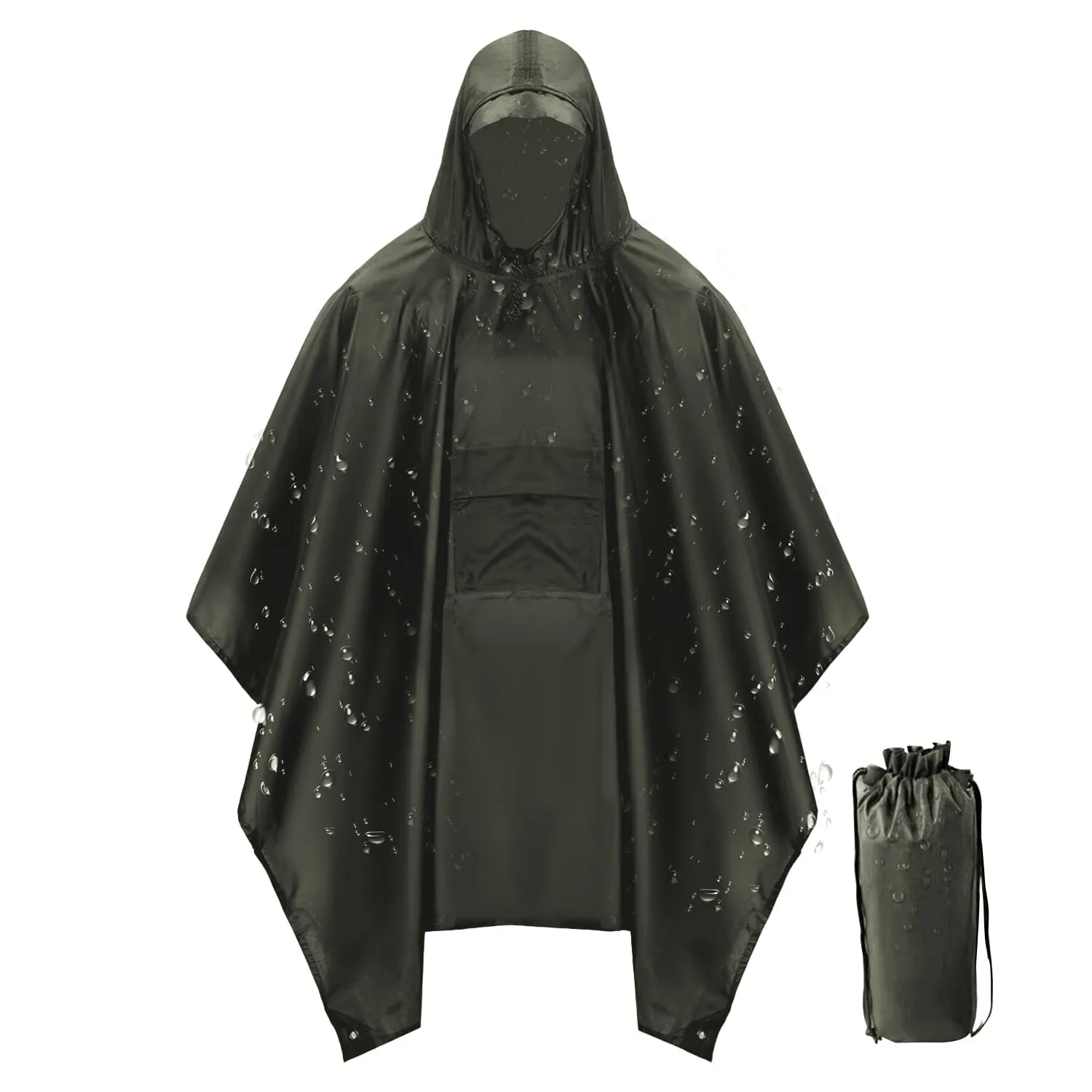 Unisex Hooded Rain Poncho with Pocket