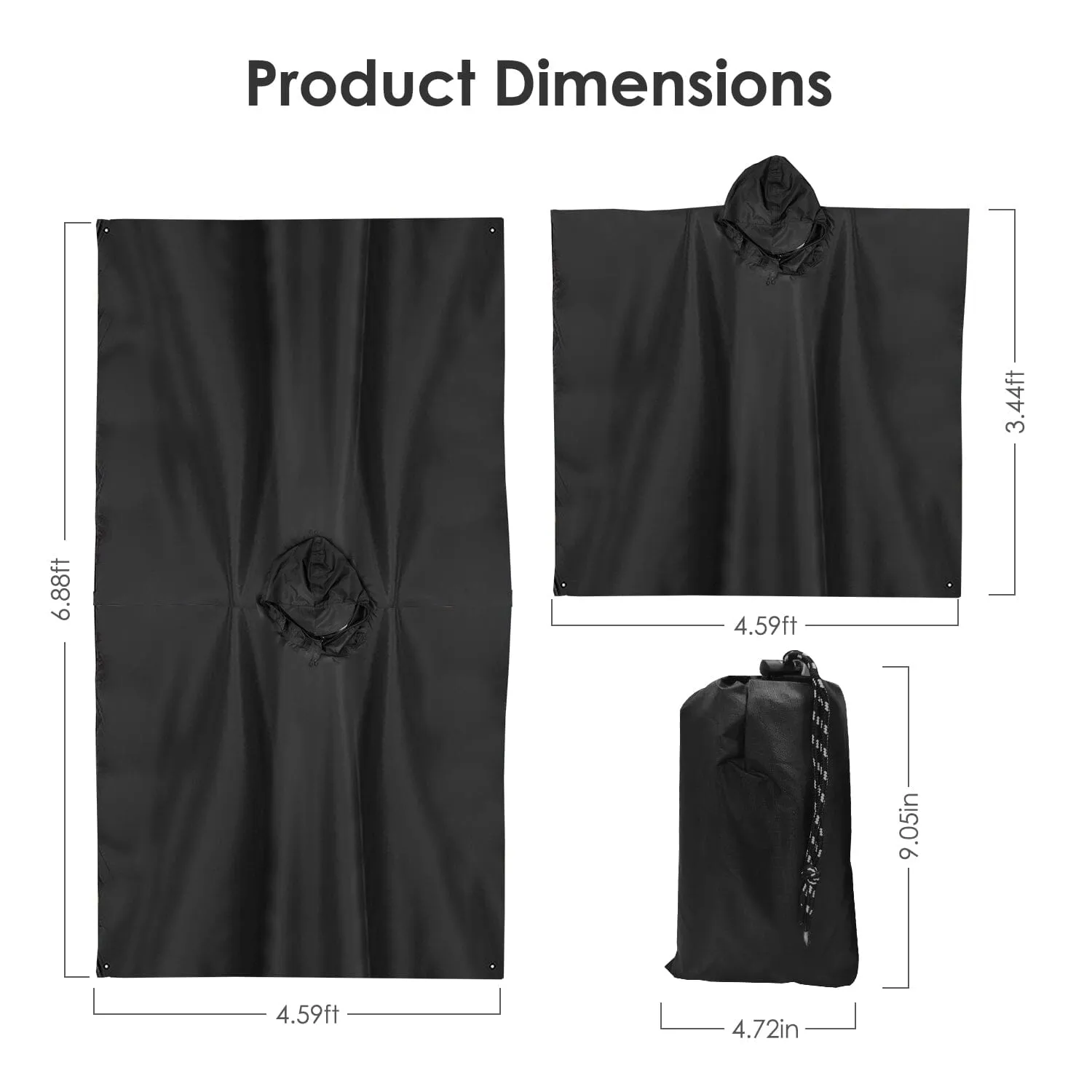 Unisex Hooded Rain Poncho with Pocket