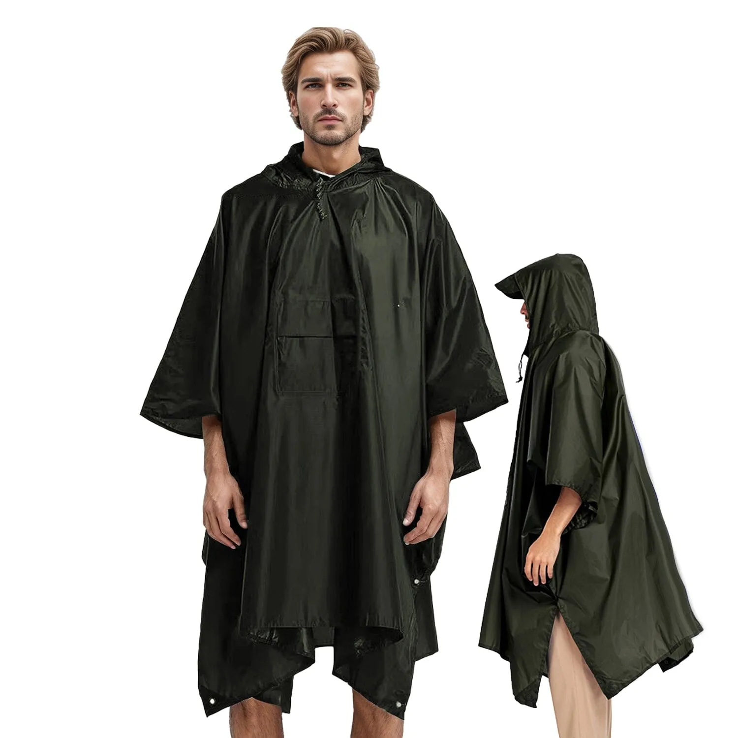 Unisex Hooded Rain Poncho with Pocket