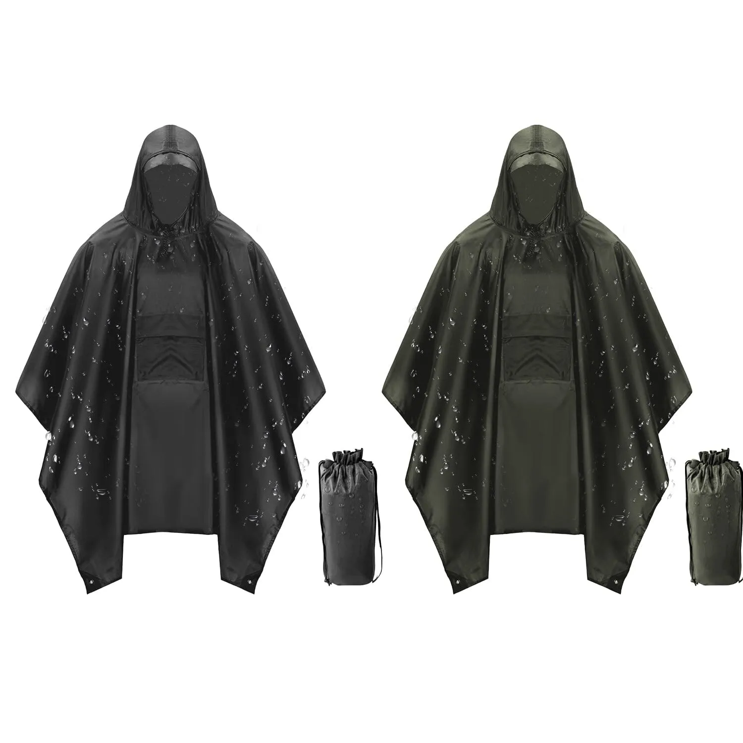 Unisex Hooded Rain Poncho with Pocket